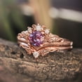 thumbnail image 1 of Womens Rose Gold Plated Diamond Inlaid Geometric Engagement Ring Copper Jewelry Elegant Gift For Anniversary Gift, 1 of 8