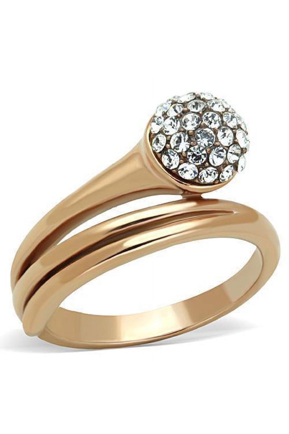Womens Rose Gold Ring Anillo Para Mujer 316L Stainless Steel Ring with Top Grade Crystal in Clear Fidenza