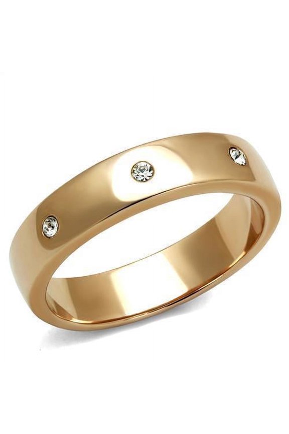 Womens Rose Gold Ring Anillo Para Mujer 316L Stainless Steel Ring with Top Grade Crystal in Clear Melfi