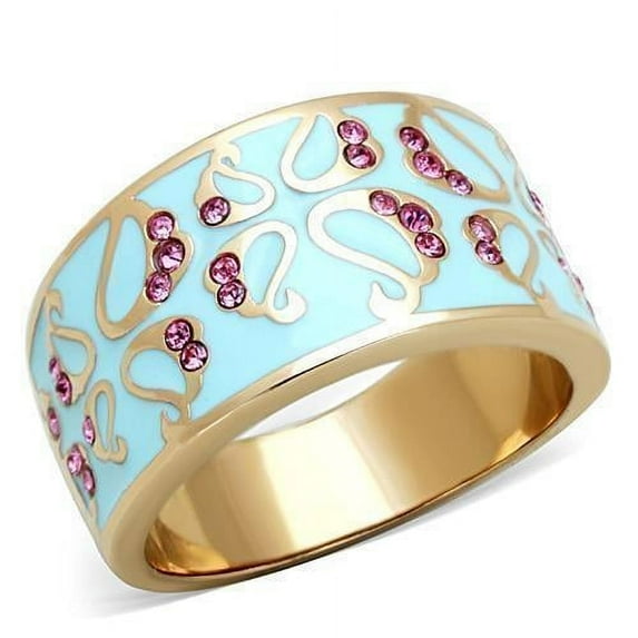 Womens Rose Gold Ring Anillo Para Mujer Stainless Steel Ring with Top Grade Crystal in Rose Modena