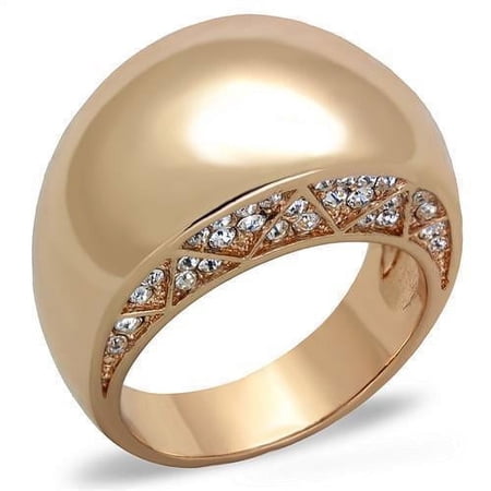 Womens Rose Gold Ring Anillo Para Mujer Stainless Steel Ring with Top Grade Crystal in Clear Sorrento