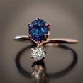 thumbnail image 1 of Womens Rose Gold Ring with Double Zircon Inlaid Artificial Gems Geometric Copper Ring for Her Elegant Fashion Jewelry Gift, 1 of 4