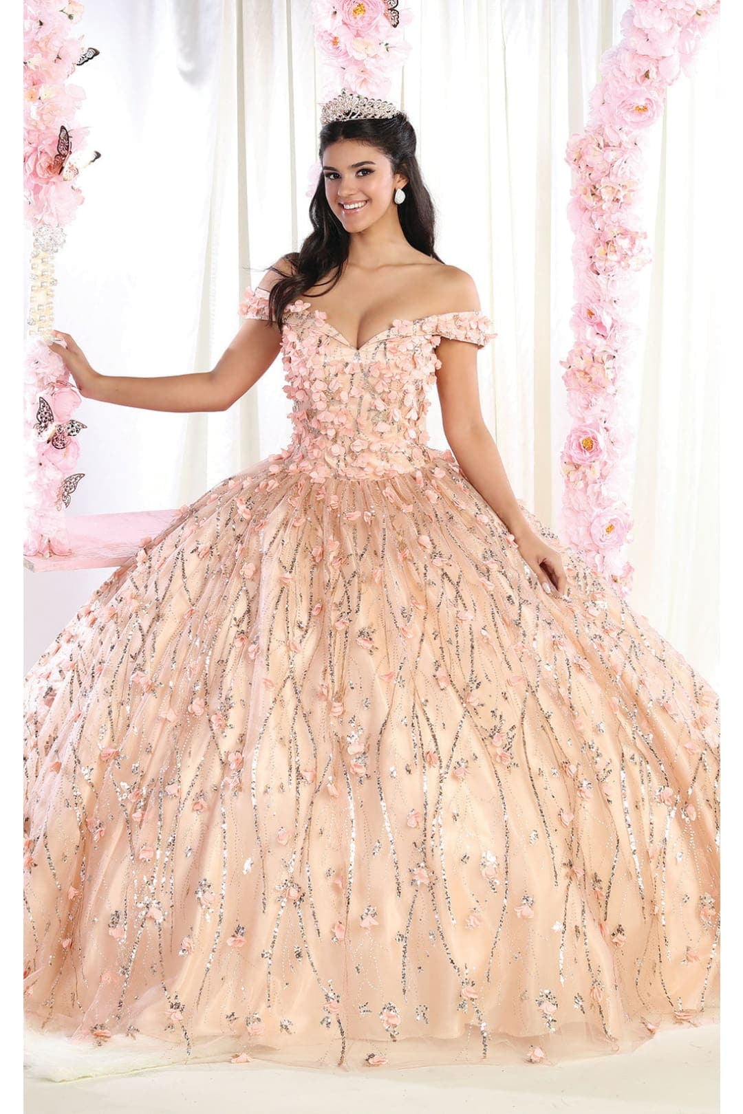 Sweet 16 Birthday Party Dress in Rose Gold Style Ball Gown - Rose Gold / 20