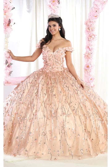 pink and gold quince dress Pink Quinceañera Ball Gown main image 0