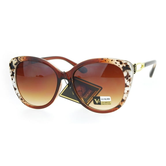 Womens Rose Jewel Arm Oversize Butterfly Sunglasses Brown
