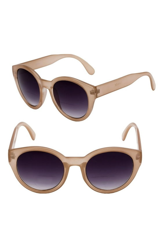 Womens Round Cat Eye Bifocal Sunglasses - 2 Pair Included with Soft Carrying Cases