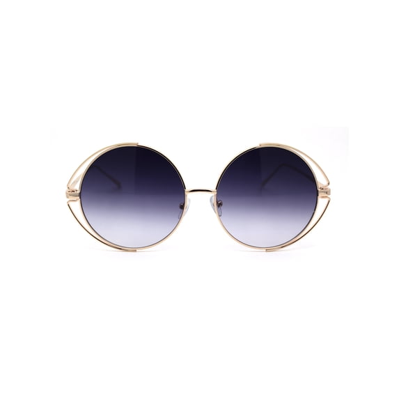 Womens Round Circle Lens Hippie Hipster Metal Rim Sunglasses Gold Smoke