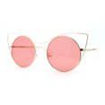 thumbnail image 1 of Womens Round Circle Lens Negative Space Wire Rim Cat Eye Sunglasses Gold - Pink, 1 of 4