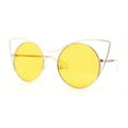 thumbnail image 1 of Womens Round Circle Lens Negative Space Wire Rim Cat Eye Sunglasses Gold - Yellow, 1 of 4