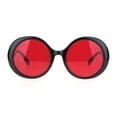 thumbnail image 1 of Womens Round Circle Mod Hippie Color Lens Plastic Wizard Sunglasses Black Red, 1 of 4