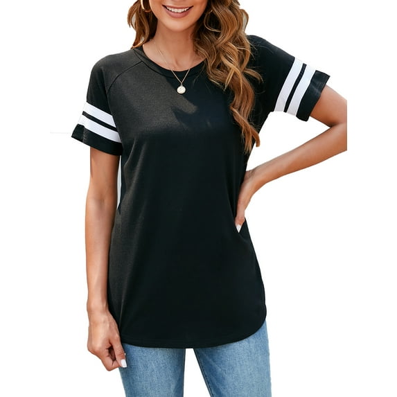 Womens Round Neck Blouses T-Shirts Plus Size Blouse Tops Shirt Short Sleeve Loose Tops Blouse Fashion Irregular Patchwork Tops T-shirt