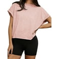 thumbnail image 1 of Womens Round Neck Cutout Back Batwing Sleeve Tee Summer Blouse For Women, 1 of 7
