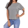 thumbnail image 1 of Womens Round Neck Cutout Twisted Back Short Sleeve Tee Summer Blouse For Women, 1 of 5
