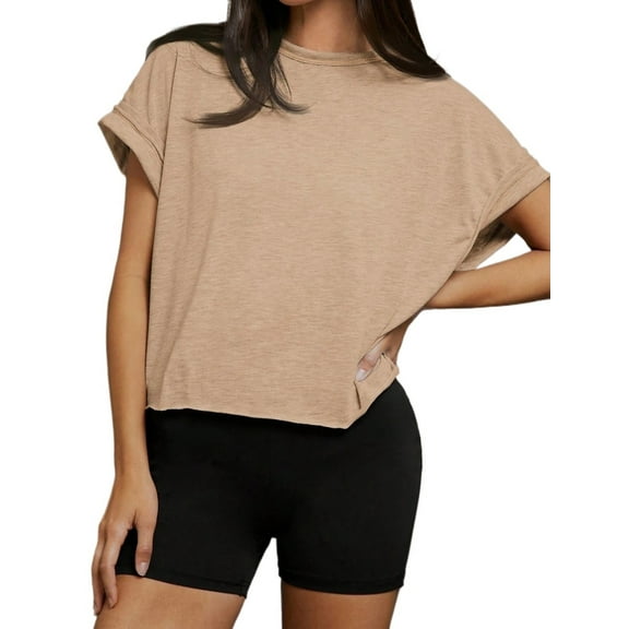 Womens Round Neck Hollow Out Back Short Sleeve Casual T-Shirt, Summer Blouse For Women