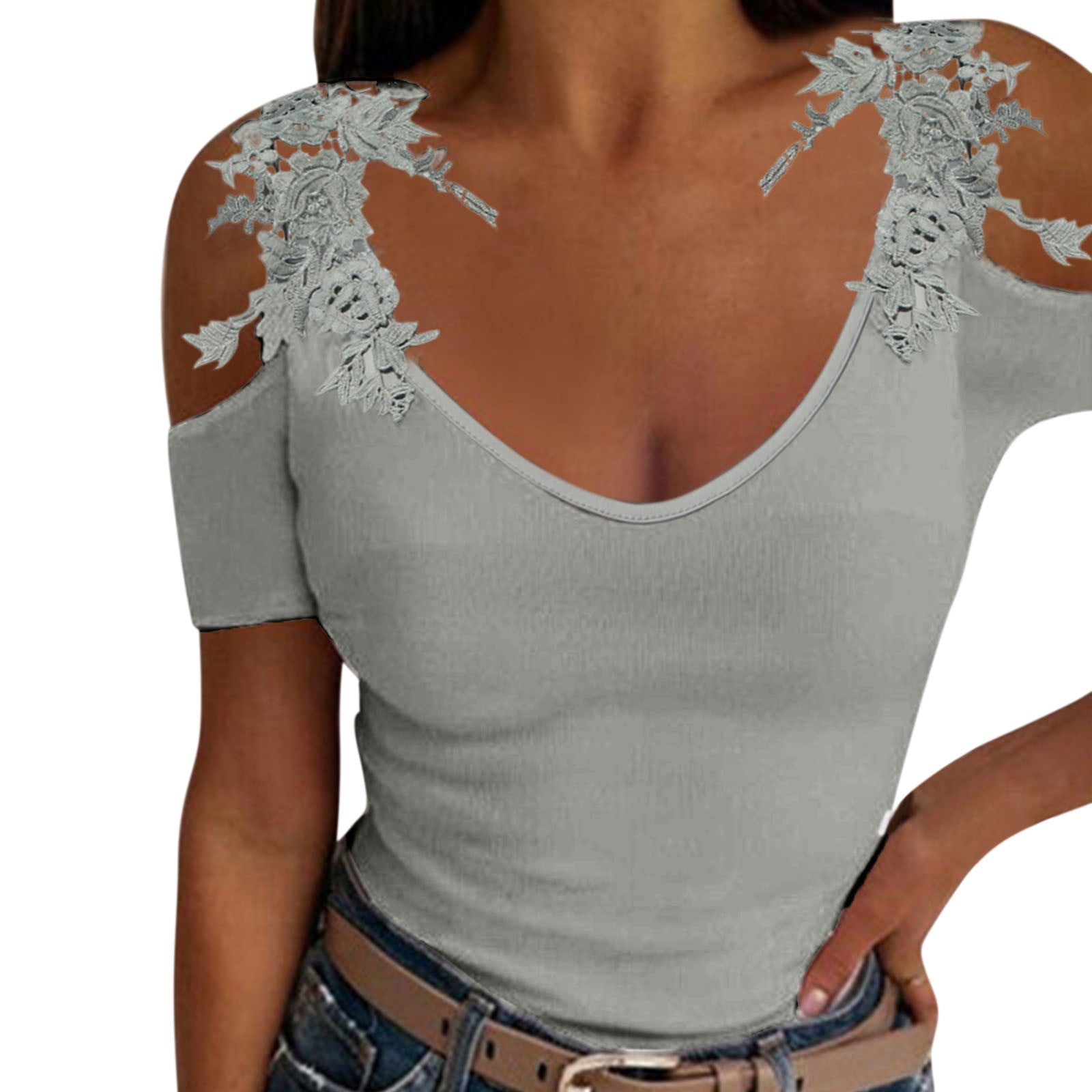 round neck short sleeve blouse