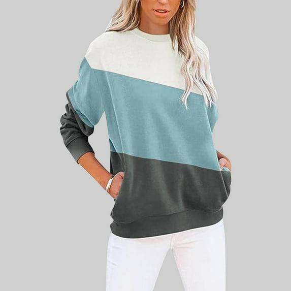 Womens Round Neck Long Sleeve Solid Sweatshirt Casual Cute Top Long Sleeve Loose Fashion Sweatshirt Graphic Sweatshirts Women Cute Top Fall Outfits Women Pullover Cute Comfy Tees Women Christmas