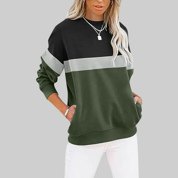 Womens Round Neck Long Sleeve Solid Sweatshirt Casual Cute Top Long Sleeve Loose Fashion Sweatshirt Hooded Shirt Women Comfy Sweatsuits Women Cute Sweatshirts for Women Fitted Jacket with Hood Fall