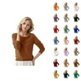 thumbnail image 1 of Womens Round Neck Pullover Sweater Solid Color Long Sleeve Soft Comfortable Casual Fall Winter Knit Top, 1 of 5