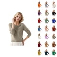 thumbnail image 1 of Womens Round Neck Pullover Sweater Solid Color Long Sleeve Soft Comfortable Casual Fall Winter Knit Top, 1 of 5