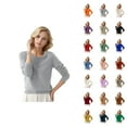 thumbnail image 1 of Womens Round Neck Pullover Sweater Solid Color Long Sleeve Soft Comfortable Casual Fall Winter Knit Top, 1 of 5