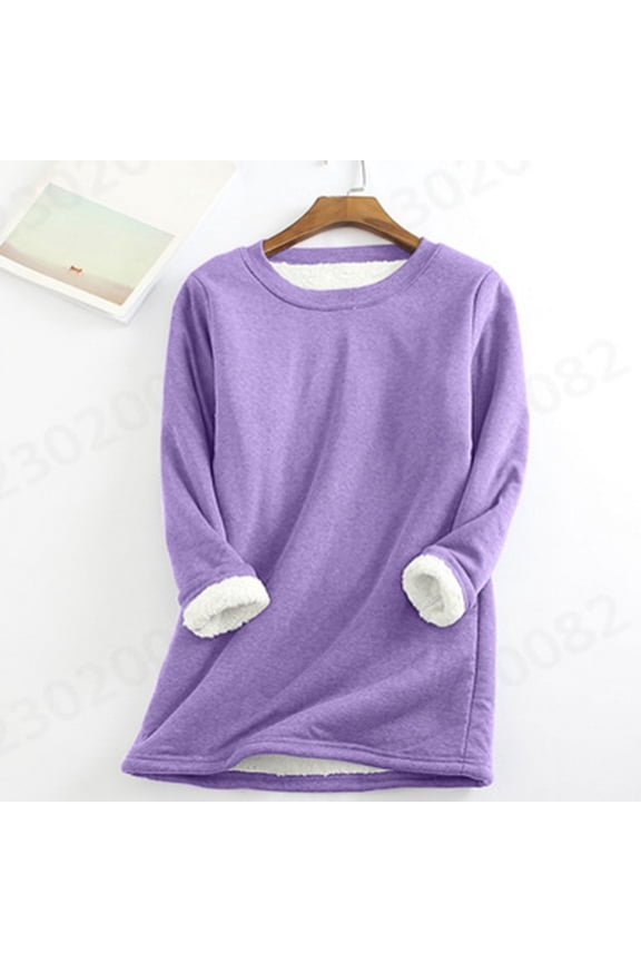 Womens Round Neck Soild Color Loose Warm Casual Printed Top Autumn Warm Women Top Thermal plus Size for Women Undershirt Men's Thermals Top And Bottom Thermal Shirt for Men Cold Weather Thermal Top