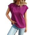 thumbnail image 1 of Womens Round Neck Solid Batwing Sleeve Tee Summer Blouse For Women, 1 of 6