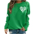 thumbnail image 1 of Womens Round Neck Sweatshirts Causal Loose Outdoor Pullover Tops Long Sleeve Hearts Print Comfortable Sweatshirt Green S, 1 of 4