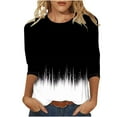thumbnail image 1 of Womens Round Neck T-Shirts Loose Fit Tunic Tops 3/4 Length Sleeve Graphic Tee Plus Size Fall Summer Spring Tshirts (XL, Black), 1 of 6