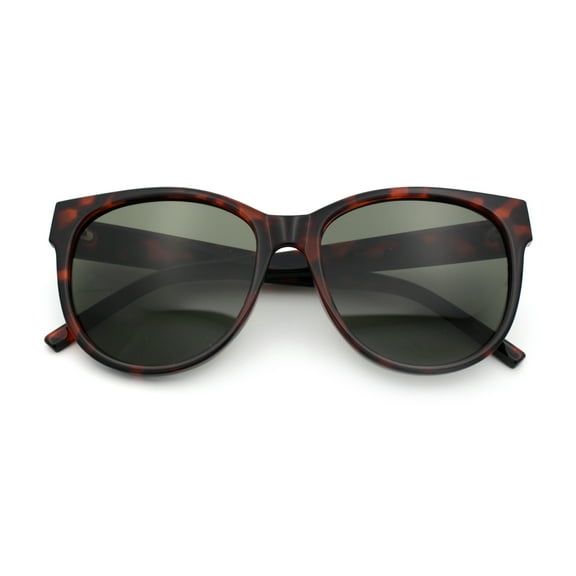 Womens Round Oversized Horned High Temple Fem Fashion Sunglasses Tortoise - Green