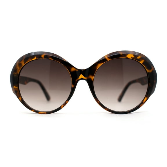 Womens Round Thick Eyebrow Retro Fashion Plastic Sunglasses Tortoise Brown
