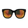 thumbnail image 1 of Womens Round Thick Horn Rim Color Mirror Boyfriend Sunglasses Black Orange Mirror, 1 of 4