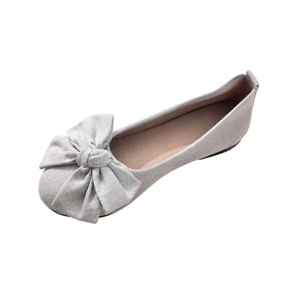 Womens Round Toe Ballet Flats Bowknot Slip On Flat Shoes Round Toe Casual Office Dress Ballerina Shoes Beige 6.5