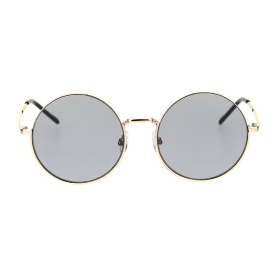 Womens Round Upside Down Half Rim Hipster Sunglasses Gold Black