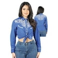 thumbnail image 1 of Womens Royal Blue Embroidered Western-style Blouse 44185, 1 of 1