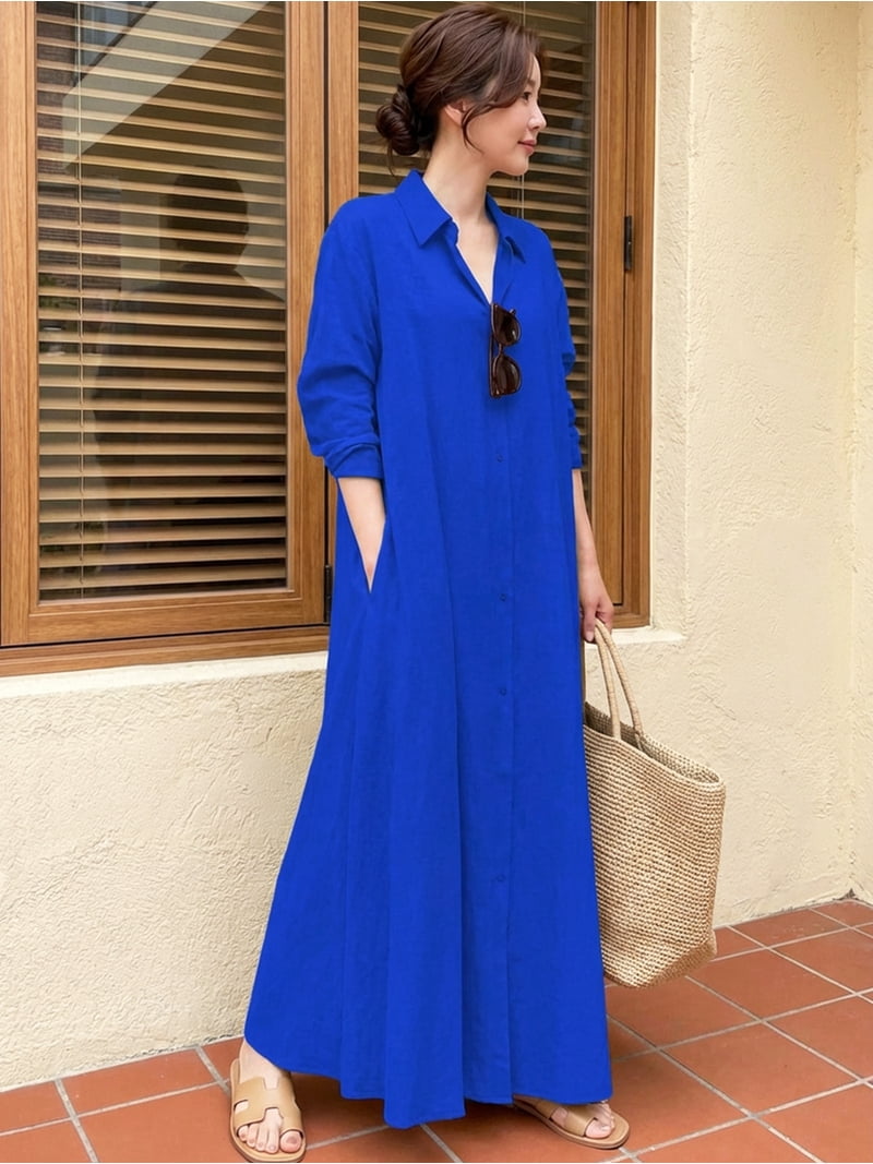royal blue maxi dress casual Royal Blue Maxi Dress with Open Back