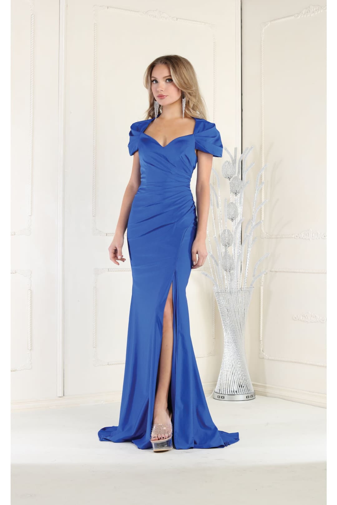 Womens Royal Formal Prom Evening Long V Neck Short Sleeve Mermaid Plus Size  Dress - Walmart.com