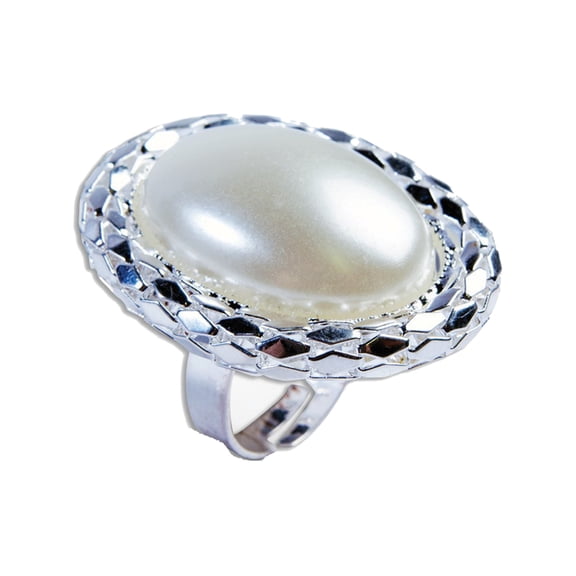 Womens Royal Queen Ornate White Cocktail Ring Costume Accessory