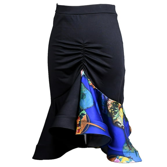 Womens Ruched Contrasting Ruffle Latin Samba Tango Salsa Bachata Dance Performance Practice Skirts
