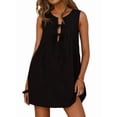 thumbnail image 1 of Female Ruched Mini Dresses Tie Front Layered Dresses, 1 of 10