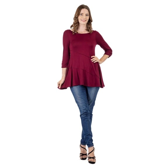 Womens Ruched Sleeve Swing Tunic Top