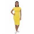 thumbnail image 1 of Womens Ruched Summer Dress Bodycon Short Sleeve, S, Yellow, by Ambesonne, 1 of 1