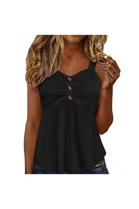 Womens Ruched Tank Top with Sweetheart Neckline Tummy Control Flowy Casual Shirt Black,Size L