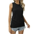 thumbnail image 1 of Womens Ruched Tank Tops Crewneck Sleeveless Tops Dressy Casual Spring Summer Tops for Women 2026 Black M, 1 of 1