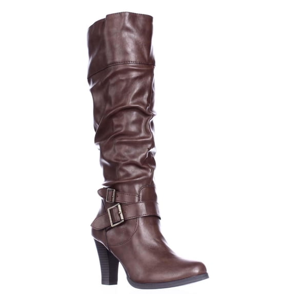 Womens Rudyy Heeled Knee High Boots - Cognac