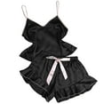 thumbnail image 1 of Womens Ruffle Cami and Short Pajama Sets Satin Silk Sexy Pjs 2 Piece Sleepwear Summer Outfits, 1 of 4