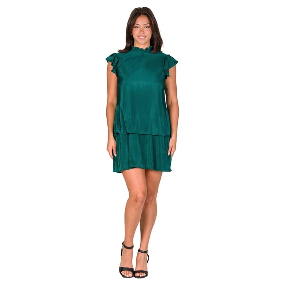 Womens Ruffle Cap Sleeve Mini Dress