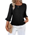 thumbnail image 1 of Womens Ruffle Flowy Crew Neck Dressy Casual Blouses 3/4 Sleeve Tops Summer T shirts 2026 Trendy Cute Work Clothes S, 1 of 4