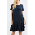 thumbnail image 1 of Womens Ruffle Hem Dress Viscose Side Pockets Short Sleeve Swing Midi Tunic, 1 of 1