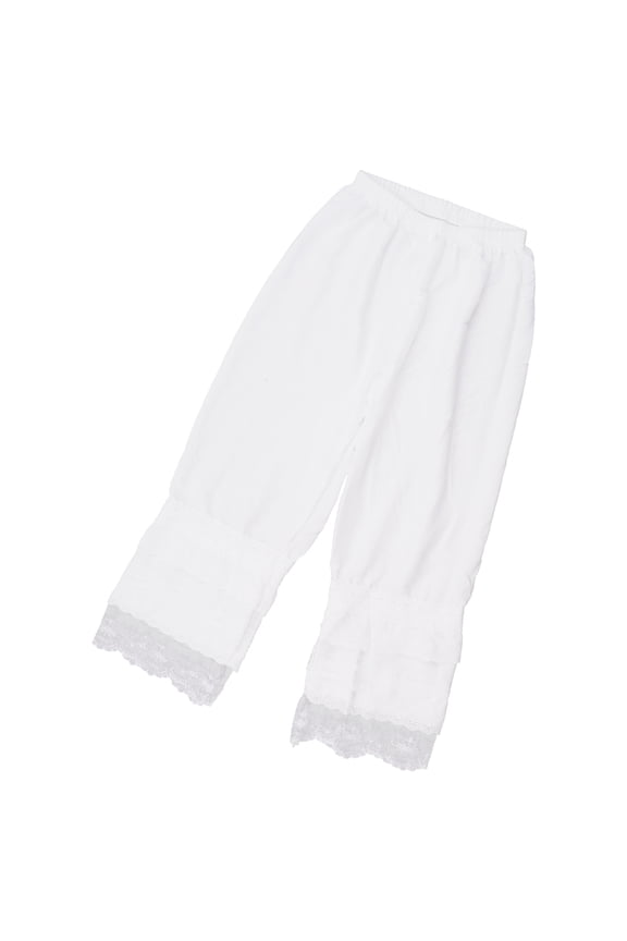Womens Ruffle Lace Trim Long Bloomers Elastic Waist Cotton Wide Leg Pants Loose Fit Pettipants Slip Culotte Sleepwear