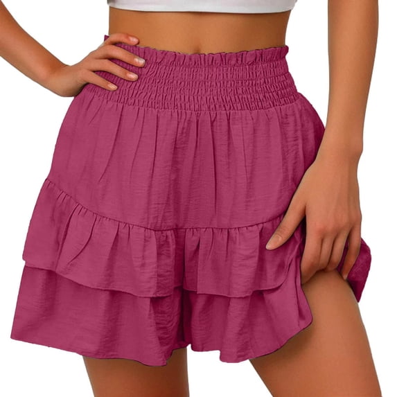 Womens Ruffle Mini Skirt High Waist Two Layer Hem Skirt Hem Flared Flowy Lightweight Running Workout Skirt